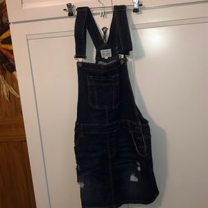 Wax Distress Destroyed Bib Overall Dress Wm Sz L